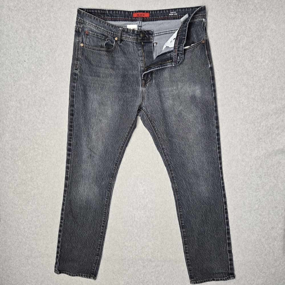 M B X Men Jeans 38X32 Gray Denim Grunge Slim 30" Inseam